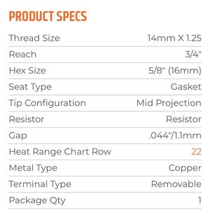 Auto lite copper spark plugs set off 4